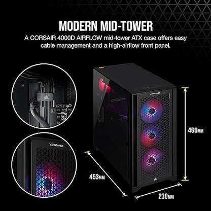 Corsair Vengeance i7500 Series Gaming PC - Liquid Cooled Intel Core i5 14600KF CPU - NVIDIA GeForce RTX 4060 GPU - 32GB Vengeance RGB DDR5 Memory - 1TB M.2 SSD - Black