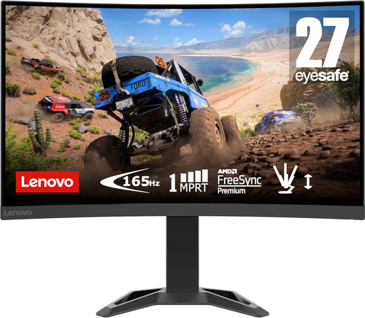 Lenovo Gaming Monitor G27c-30 27",1500R Curved Monitor, FHD 1920x1080 Vertical Alignment Display, 16.7 Mn Colors, 165Hz Refresh Rate, 1ms Response Time, AMD FreeSync, 2x HDMI 2.0, 1x DP 1.4