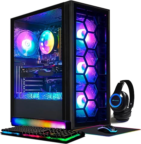 STGAubron Gaming Desktop PC,GeForce RTX 2060 Super 8G,Intel Core i7 3.4G up to 3.9G,32G,1TB SSD,WiFi,BT 5.0,RGB Keybaord,RGB Mouse Pad,RGB BT Sound Bar,RGB Bluetooth Headset Mic,W10H64