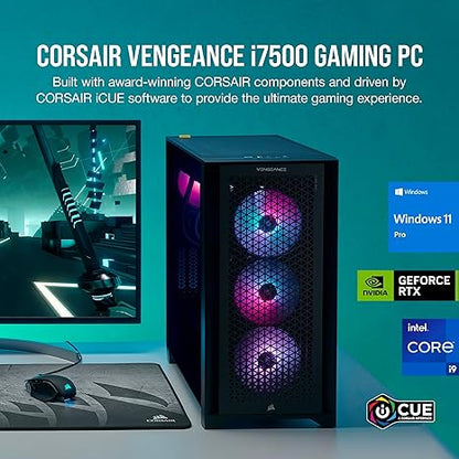 Corsair Vengeance i7500 Series Gaming PC - Liquid Cooled Intel Core i5 14600KF CPU - NVIDIA GeForce RTX 4060 GPU - 32GB Vengeance RGB DDR5 Memory - 1TB M.2 SSD - Black