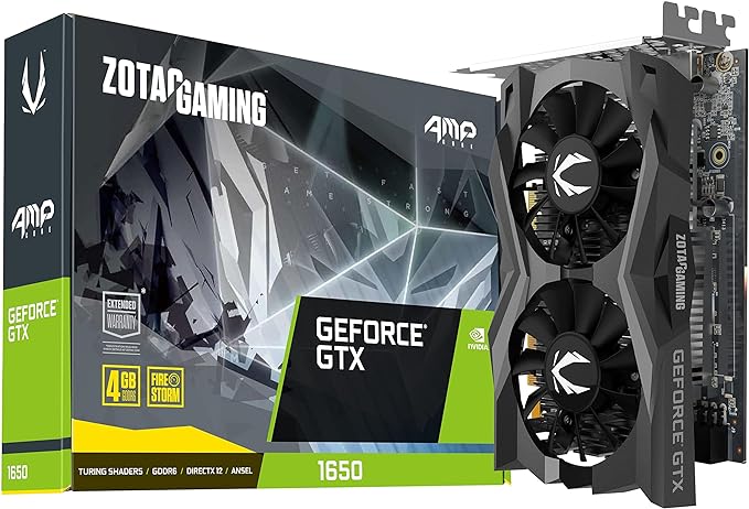 ZOTAC Gaming GeForce GTX 1650 AMP CORE 4GB GDDR6 128-bit Gaming Graphics Card, Super Compact, ZT-T16520J-10L