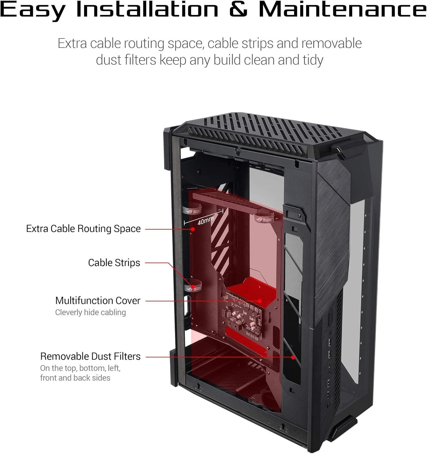 ASUS ROG Z11 Mini-ITX/DTX Mid-Tower PC Gaming Case with Patented 11° Tilt Design, Compatible with ATX Power Supply or a 3-Slot Graphics, Tempered-glass Panels, Front I/O USB 3.2 Gen 2 Type-C, Two USB 3.2 Gen 1 Type-A and ARGB Control Button