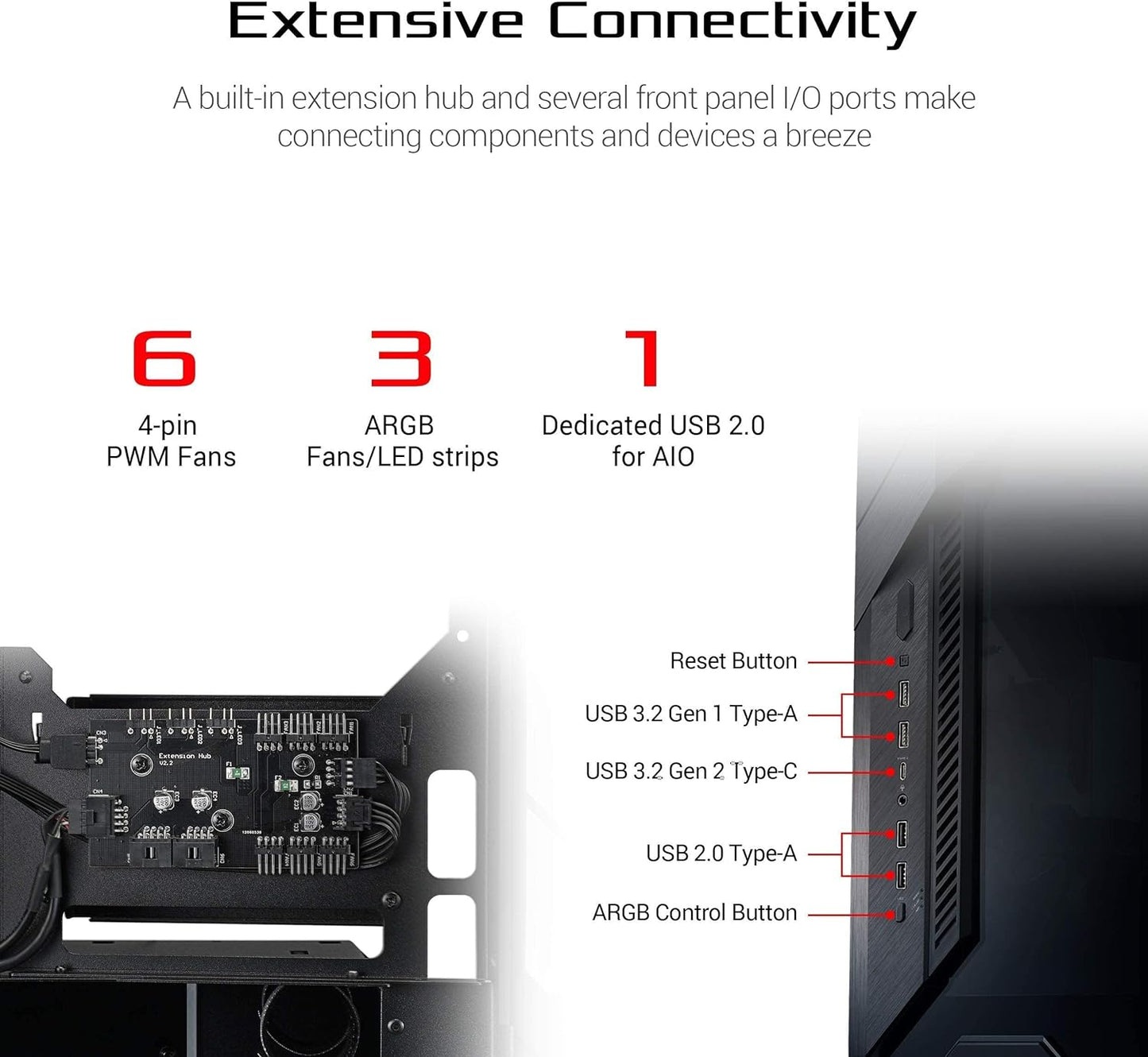 ASUS ROG Z11 Mini-ITX/DTX Mid-Tower PC Gaming Case with Patented 11° Tilt Design, Compatible with ATX Power Supply or a 3-Slot Graphics, Tempered-glass Panels, Front I/O USB 3.2 Gen 2 Type-C, Two USB 3.2 Gen 1 Type-A and ARGB Control Button