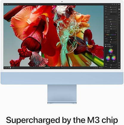 Apple 2023 iMac All-in-One Desktop Computer with M3 chip: 8-core CPU, 10-core GPU, 24-inch Retina Display, 256GB SSD Storage. Works with iPhone/iPad; Blue With AppleCare+ (3 Years)