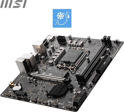 MSI PRO H610M-E DDR4 Motherboard, Micro-ATX - Supports Intel 12th Gen Core Processors, LGA 1700-2 x DIMMs (3200MHz), 1x PCIe 4.0 x16 slot, 1 x M.2 Gen3, USB 3.2 Gen1, 1G LAN, HDMI 1.4 & VGA - T