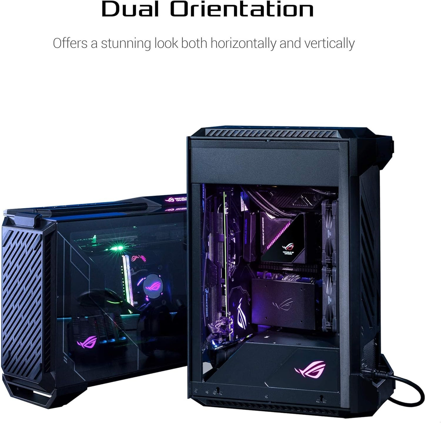 ASUS ROG Z11 Mini-ITX/DTX Mid-Tower PC Gaming Case with Patented 11° Tilt Design, Compatible with ATX Power Supply or a 3-Slot Graphics, Tempered-glass Panels, Front I/O USB 3.2 Gen 2 Type-C, Two USB 3.2 Gen 1 Type-A and ARGB Control Button