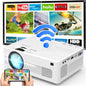 Mini WiFi Projector 1080P Full HD Supported, 7000 Lumen Portable Outdoor Video Projector Compatible with TV Stick Smartphone Tablet HDMI VGA USB, Multimedia Home Movie Theater Projector