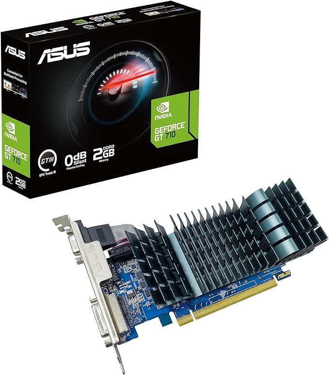 ASUS NVIDIA GeForce GT 710 Graphics Card (PCIe 2.0, 2GB DDR3 Memory, Passive Cooling, Auto-Extreme Technology, GPU Tweak III)