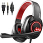 EKSA T8 PS4 Headset Gaming Headphone with Noise Canceling Mic, Wired PC Headset with Surround Stereo Sound, LED Light for PS4, PC, Laptop (Red)