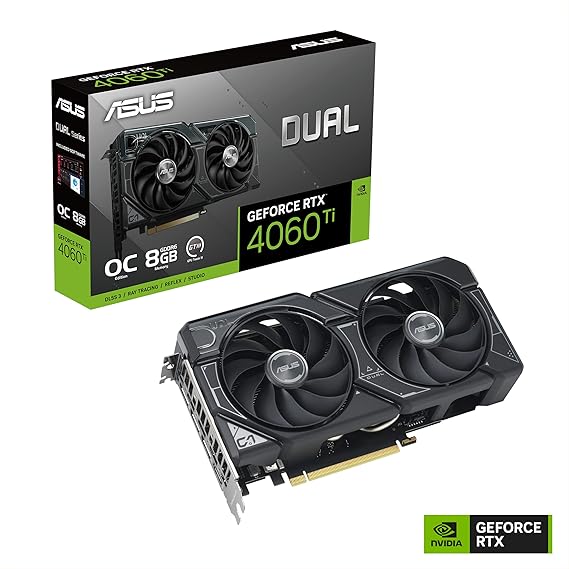 ASUS Dual GeForce RTX™ 4060 Ti OC Edition 8GB GDDR6 (PCIe 4.0, 8GB GDDR6, DLSS 3, HDMI 2.1, DisplayPort 1.4a, Axial-tech Fan Design, 0dB Technology, and More)