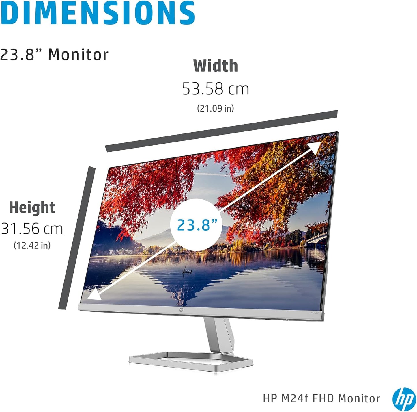 HP M24f Full HD 23.8" IPS LCD Monitor with HDMI,VGA,AMD FreeSync -Silver Black