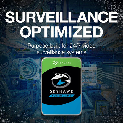 Seagate Skyhawk 4TB Video Internal Hard Drive HDD – 3.5 Inch SATA 6Gb/s 64MB Cache for DVR NVR Security Camera System with Drive Health Management and in-House Rescue Services – FFP(ST4000VXZ16) - T