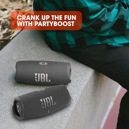 JBL Charge 5 - Portable Bluetooth Speaker with deep bass, IP67 waterproof and dustproof, 20 hours of playtime, built-in powerbank, in gray - T