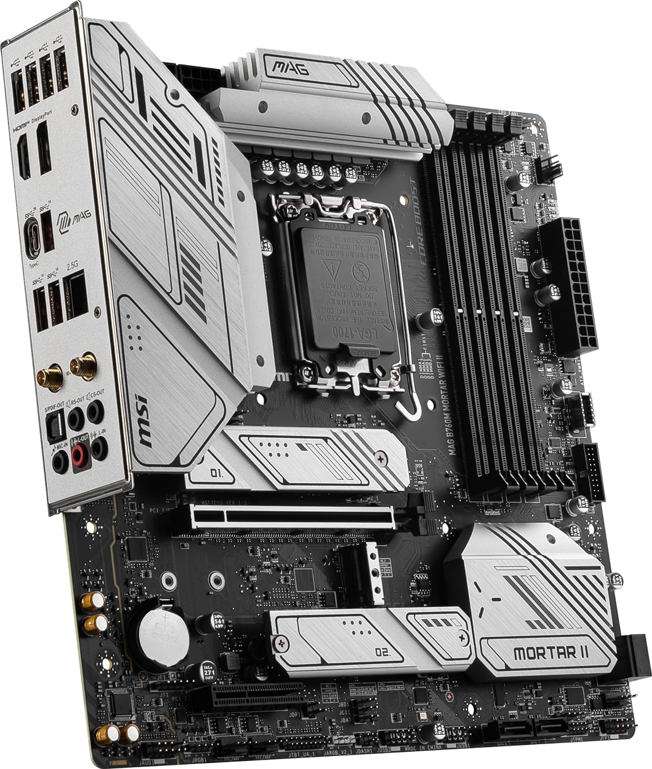 MSI MAG B760M Mortar WiFi II Gaming Motherboard (Supports 12th/13th/14th Gen Intel Processors, LGA 1700, DDR5, PCIe 5.0, M.2, 2.5Gbps LAN, USB 3.2 Gen2, Wi-Fi 6E, mATX) - T