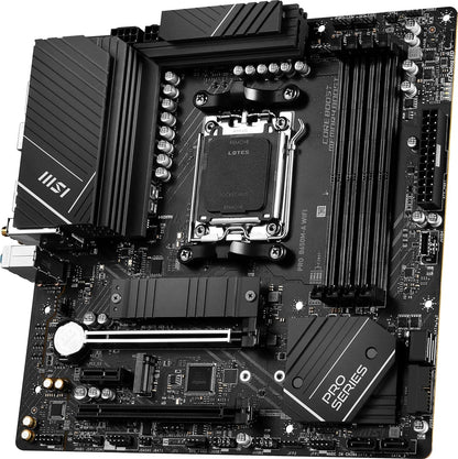 MSI PRO B650M-A WiFi ProSeries Motherboard (AMD AM5, mATX, DDR5, PCIe 4.0, M.2, SATA 6Gb/s, USB 3.2 Gen 2, HDMI/DP, Wi-Fi 6E, AMD Ryzen 7000 Series Desktop Processors) - T