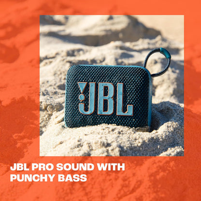 JBL Go 4 - Ultra-Portable, Waterproof and Dustproof Bluetooth Speaker, Big Pro Sound with punchy bass, 7-Hour Built-in Battery, Made in part with recycled materials (Black)