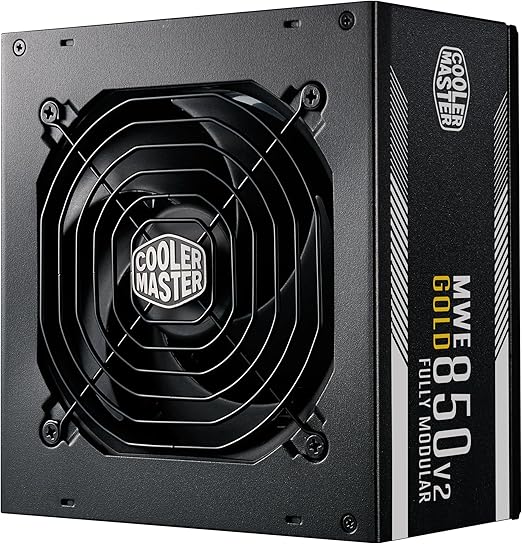 Cooler Master MWE 850 Gold V2 Fully Modular PSU (A/EU Plug) - 80 PLUS Gold 850W Power Supply Unit, Flat Black Cabling, 120mm HDB Fan, High-Temperature Threshold - 5 Year Warranty