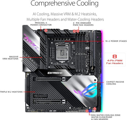 Asus ROG Maximus XIII Extreme (WiFi 6E) Z590 LGA 1200(Intel® 11th/10th Gen) EATX gaming motherboard (PCIe 4.0, 18+2 power stages, 5x M.2 slots, 10 Gb &2.5Gb LAN,Thunderbolt 4, 1.77” Livedash OLED)