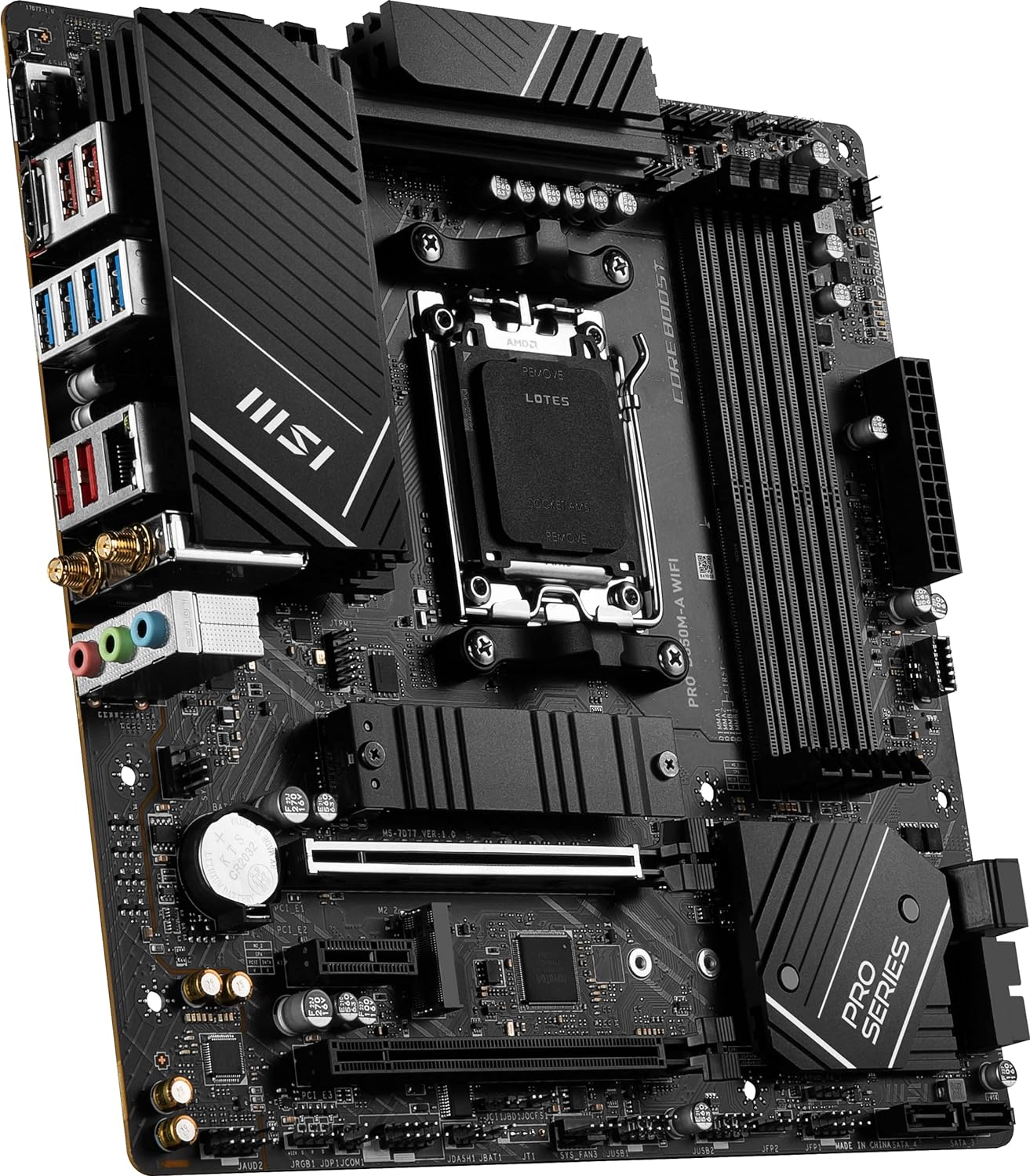 MSI PRO B650M-A WiFi ProSeries Motherboard (AMD AM5, mATX, DDR5, PCIe 4.0, M.2, SATA 6Gb/s, USB 3.2 Gen 2, HDMI/DP, Wi-Fi 6E, AMD Ryzen 7000 Series Desktop Processors) - T