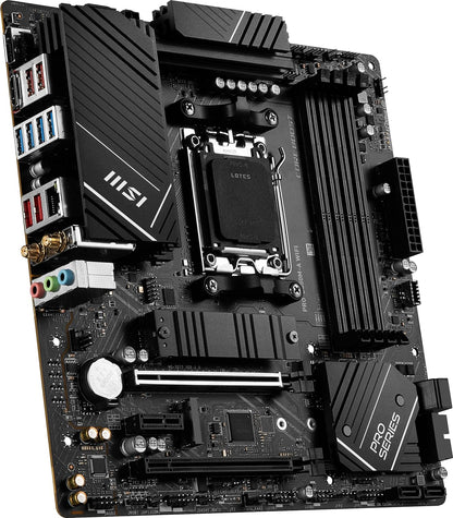 MSI PRO B650M-A WiFi ProSeries Motherboard (AMD AM5, mATX, DDR5, PCIe 4.0, M.2, SATA 6Gb/s, USB 3.2 Gen 2, HDMI/DP, Wi-Fi 6E, AMD Ryzen 7000 Series Desktop Processors) - T