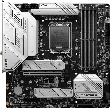 MSI MAG B760M Mortar WiFi II Gaming Motherboard (Supports 12th/13th/14th Gen Intel Processors, LGA 1700, DDR5, PCIe 5.0, M.2, 2.5Gbps LAN, USB 3.2 Gen2, Wi-Fi 6E, mATX) - T