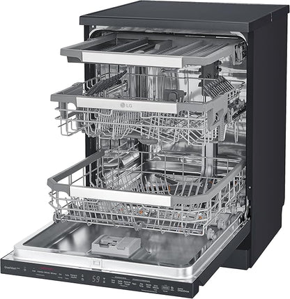 LG QuadWash™ Steam Dishwasher, 14 Place Settings, EasyRack™ Plus, Inverter Direct Drive, ThinQ™ - DFC335HM.ABMPEEC, Dark Grey