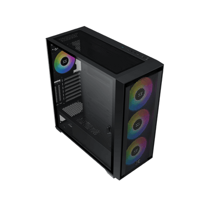 XIGMATEK Anubis Pro Mesh ARGB With 3x 120 mm + 1x 120mm ARGB Fans — EATX,U3x1+U2x2,Left Magnetic TG,3PCS 140mm X40A & 1PC 120mm X20A & ARGB PCB - EN7135 - T