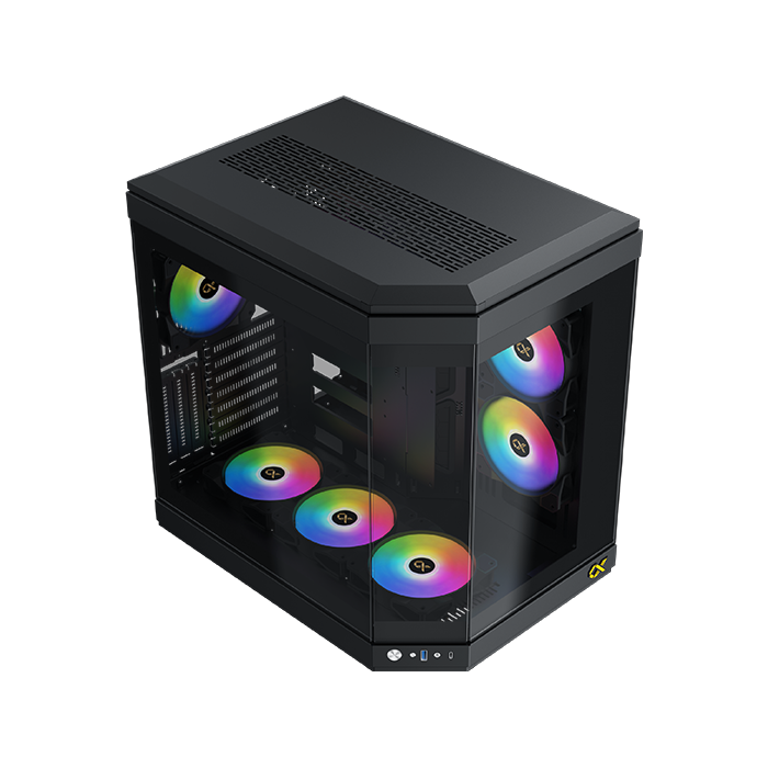 XIGMATEK CUBI 6 ARGB Fans— Black, EATX, U3x1+Type C, 3PCS TG, 6PCS Z20A & Galaxy II Fan Control Kit - EN41938 - T