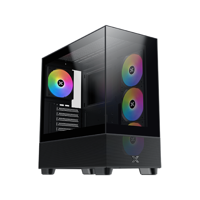 XIGMATEK Endorphin Air V2 Black With 4 ARGB Fans — EATX,U3x2&Type C,Mesh PSU Shroud,2PCS Seamless TG,4PCS S20A&Galaxy II Box & Remote - EN41822 - T