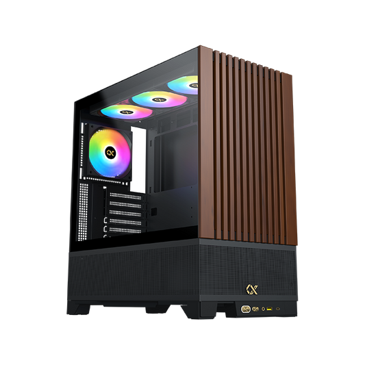 XIGMATEK Endorphin WD — Black,EATX,U3x1 & Type Cx1,Wood Frontpanel & Left TG, 4PCS S20A&Galaxy II Box & Remote - T