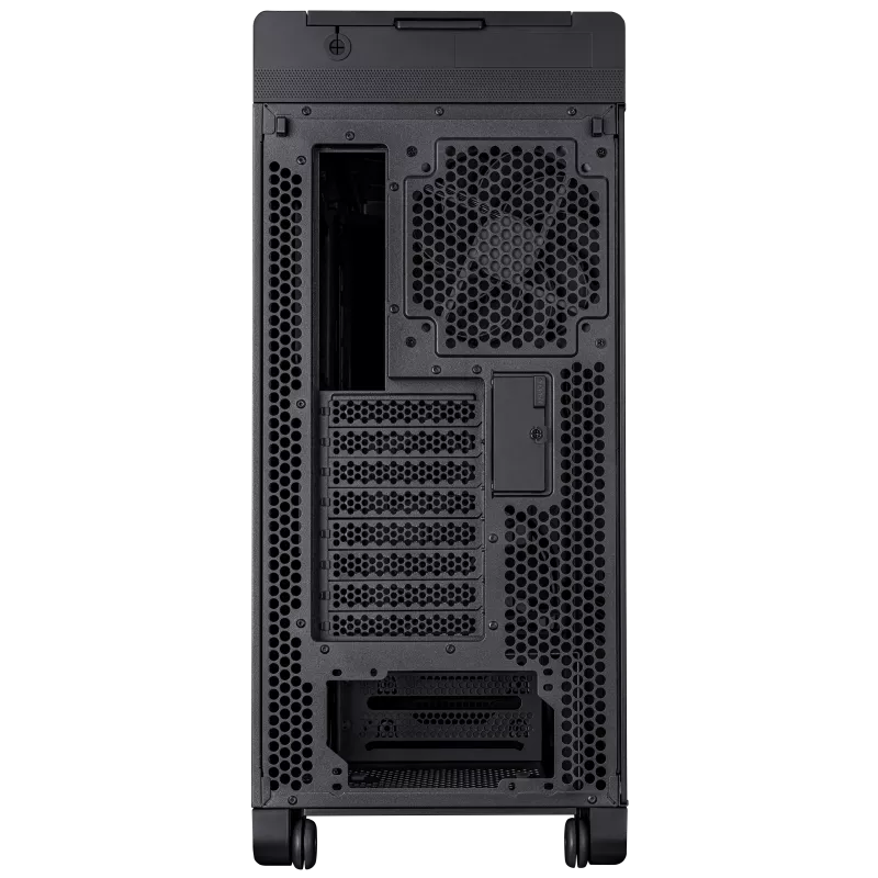 ASUS ProArt PA602 E-ATX computer case, 420 mm radiator support, one 140 mm and two 200mm pre-installed system fans, front panel IR dust indicator, power lock latch, tool-less PCIe mounting, USB 20Gbps support