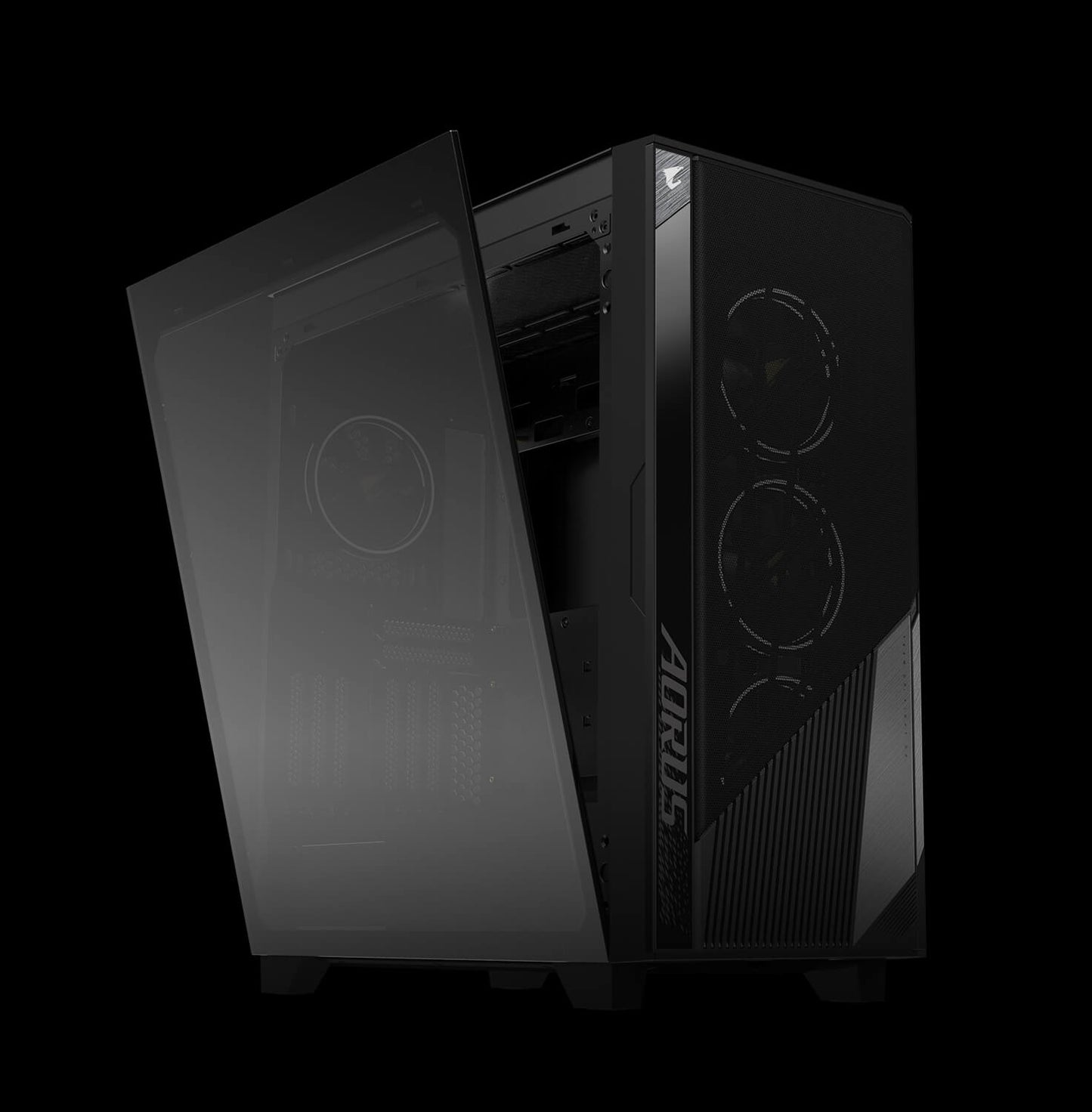 GIGABYTE AORUS C500 Glass - Black Mid Tower PC Gaming Case, Tempered Glass, USB Type-C, 4X ARBG Fans Included — GB-AC500G ST