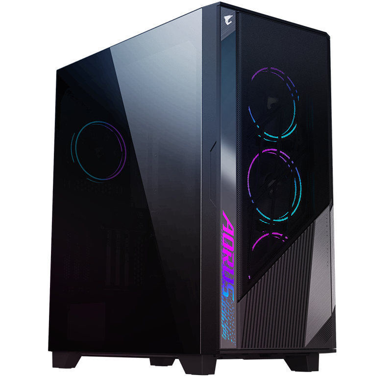 GIGABYTE AORUS C500 Glass - Black Mid Tower PC Gaming Case, Tempered Glass, USB Type-C, 4X ARBG Fans Included — GB-AC500G ST