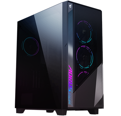 GIGABYTE AORUS C500 Glass - Black Mid Tower PC Gaming Case, Tempered Glass, USB Type-C, 4X ARBG Fans Included — GB-AC500G ST