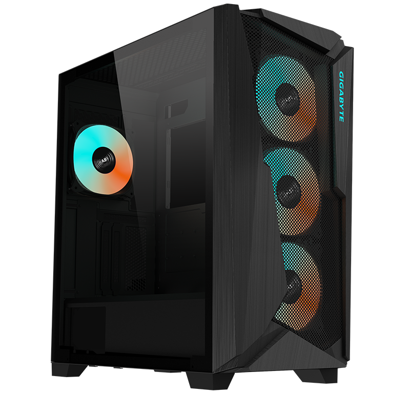 GIGABYTE C301 GLASS V2- White Mid Tower PC Gaming Case, Tempered Glass, USB Type-C, 4X ARBG Fans Included — GB-C301G TYPE-C V2