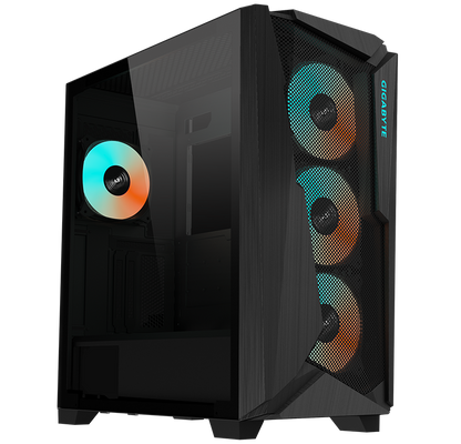 GIGABYTE C301 GLASS V2- White Mid Tower PC Gaming Case, Tempered Glass, USB Type-C, 4X ARBG Fans Included — GB-C301G TYPE-C V2