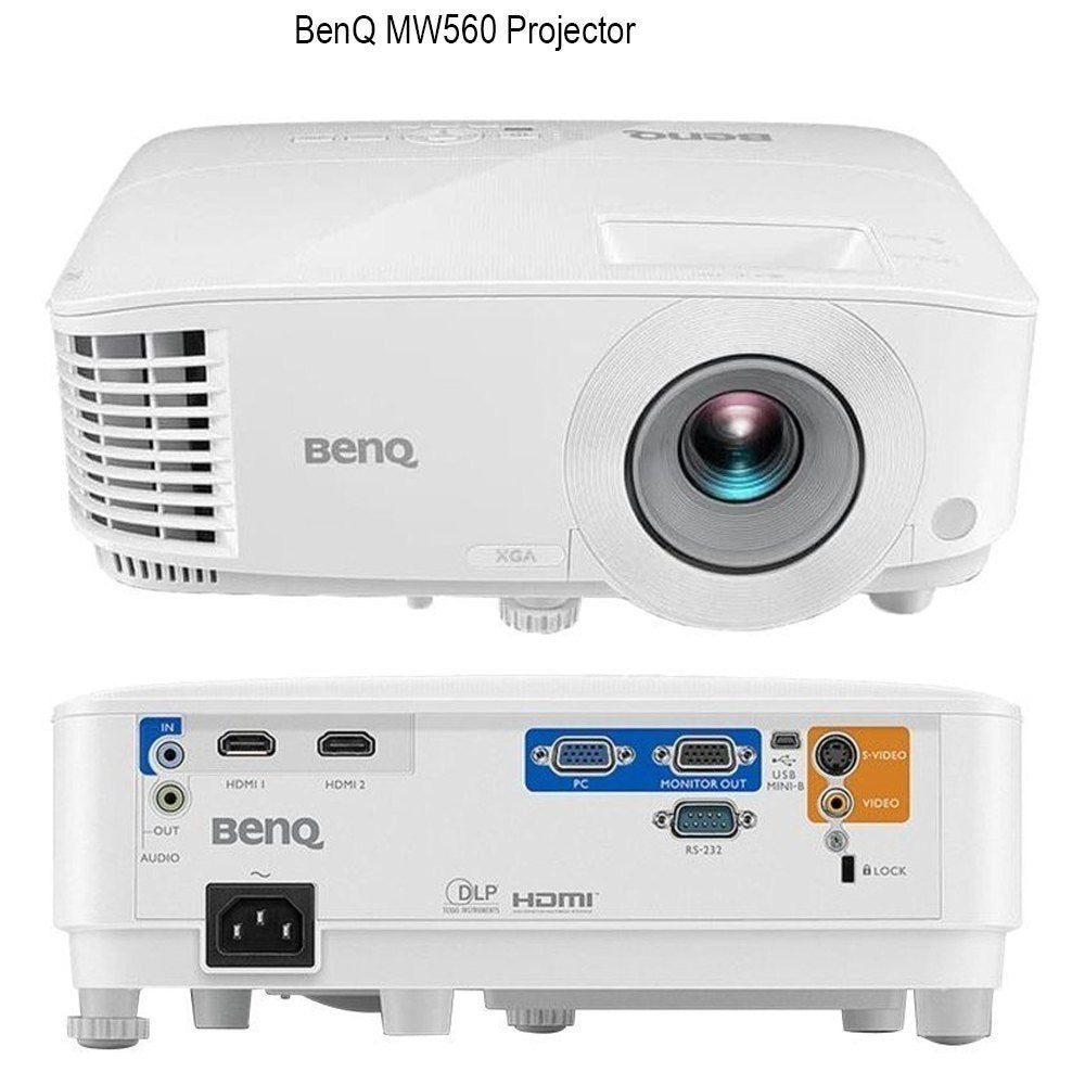 BenQ Office Projector WXGA 3600 Lumens (MW550), DLP, 1280x800, High Brightness, High Contrast 20000:1, Dual HDMI, VGA, Keystone, Simple Configuration, SmartEco Technology