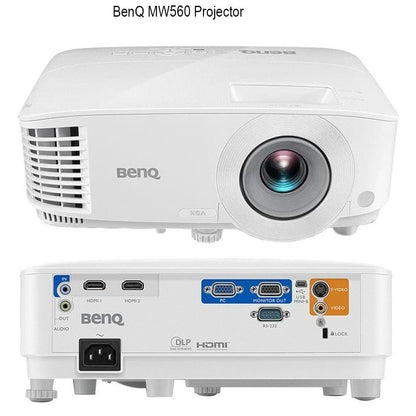 BenQ Office Projector WXGA 3600 Lumens (MW550), DLP, 1280x800, High Brightness, High Contrast 20000:1, Dual HDMI, VGA, Keystone, Simple Configuration, SmartEco Technology